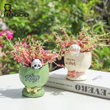 Bouquet with cute animal shape flower pot