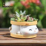 Cute Rabbit Cat flower pot