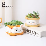 Cute Rabbit Cat flower pot