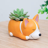 Corgi Gift Planter Flowerpot Resin Succulent Planter Desk Mini Ornament (Crogi Dog)