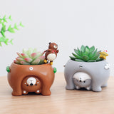 Cute Animal Flowerpot Animal Resin Succulent Planter Desk Mini Ornament (Pig)