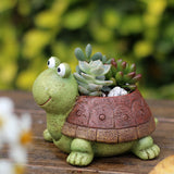 Turtle Succulent Flower Pot Mini Resin Animal Planter Cute Cartoon Bonsai Pot Bonsai Plant Holder for Home Office Desktop Table Ornament