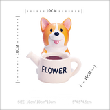 Cute Corgi Planter Resin Succulent Bonsai Garden Desk Decorative Flower Pot Mini Ornament