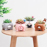 Cute Animal Flowerpot Animal Resin Succulent Planter Desk Mini Ornament (Pig)