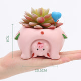 Cute Animal Flowerpot Animal Resin Succulent Planter Desk Mini Ornament (Pig)