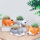 Corgi Gift Planter Flowerpot Resin Succulent Planter Desk Mini Ornament (Crogi Dog)