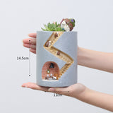 Creative Plant Pots Succulent Planeter Decorated Desk Garden Living Room with Sweet Hedgehog Rabbit Family