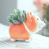 Cute Corgi Planter Resin Succulent Bonsai Garden Desk Decorative Flower Pot Mini Ornament